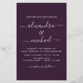 Budget Paars Plum Weddenschap met Foto Uitnodiging (Voorkant)