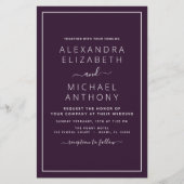 Budget Paars Plum Weddenschap met Foto Uitnodiging (Voorkant)