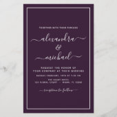 Budget Paars Plum Weddenschap met Foto Uitnodiging (Voorkant)