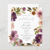 Budget Paars & Roze Floral Graduation Party (Voorkant / Achterkant)
