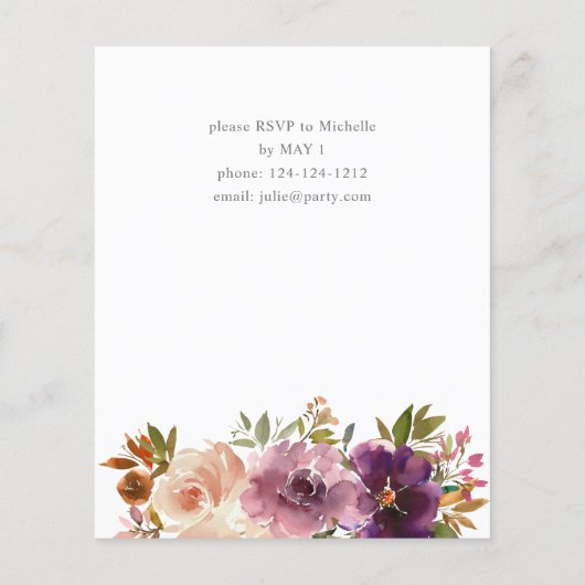 Budget Paars & Roze Floral Graduation Party Flyer (Achterkant)