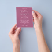 Budget Paars Roze MOD Calligrafie Bruiloft Flyer (Hand)