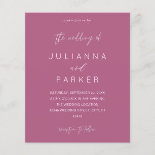 Budget Paars Roze MOD Calligrafie Bruiloft Flyer