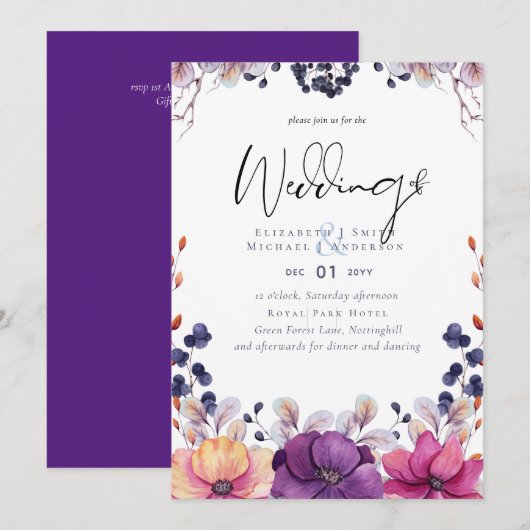 BUDGET Paars Sinaasappel Doesk tot zondag huwelijk Kaart (Voorkant / Achterkant)