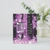 Budget Paars Sweet 16 Uitnodiging Karaoke (Staand voorkant)