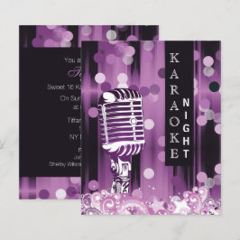 Budget Paars Sweet 16 Uitnodiging Karaoke