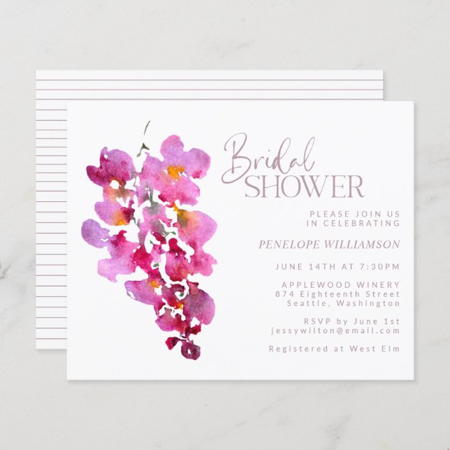 Budget Paars Wisteria Waterverf Vrijgezellenfeest (Voorkant / Achterkant)