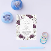 Budget Paars & Wit Bloem Bruiloft Flyer (Enkel)