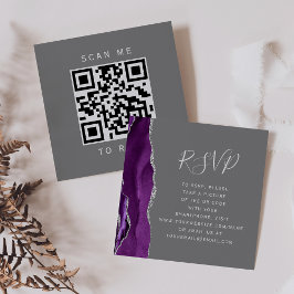 Budget Paars Zilver Agate Grijs QR Code RSVP Informatiekaartje