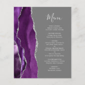 Budget Paars Zilver Agate Grijs Trouwmenu (Voorkant)