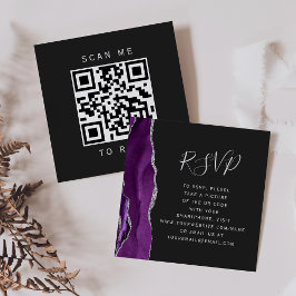 Budget Paars Zilveren Agate Huwelijks- QR-code RSV Informatiekaartje