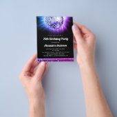 Budget Paarse 70e Verjaardagsfeest 70's Disco Ball Flyer (Hand)