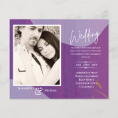 BUDGET Paarse Abstracte foto-bruiloft uitnodigen (Voorkant)