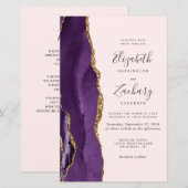 Budget Paarse Agaat Blush QR Code Huwelijksuitnodi (Voorkant / Achterkant)