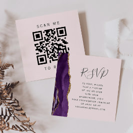 Budget Paarse Agaat Blush Wedding QR Code RSVP Informatiekaartje