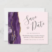 Budget Paarse Agaat Blush Wedding Save the Date (Voorkant)