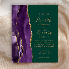 Budget Paarse Agaat Emerald Green Wedding Uitnodig