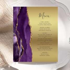 Budget Paarse Agaat Glam Gold Folie Wedding Menu