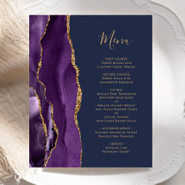 Budget Paarse Agaat Navy Blue Wedding Menu