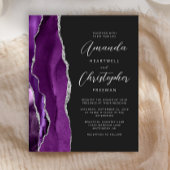 Budget Paarse Agaat Silver Dark Wedding Invitation
