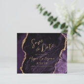 Budget Paarse Agaat Wedding Save the Date (Staand voorkant)