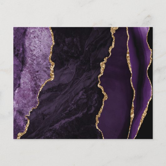 Budget Paarse Agaat Wedding Save the Date (Achterkant)