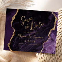 Budget Paarse Agaat Wedding Save the Date