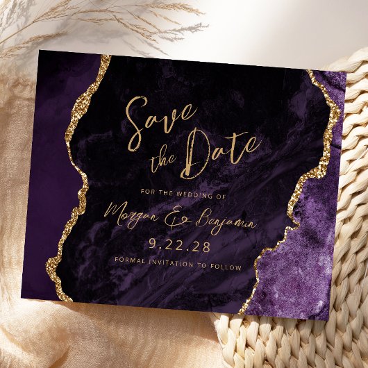 Budget Paarse Agaat Wedding Save the Date