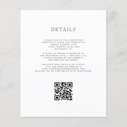 Budget Paarse Agaat Zilver QR Code Huwelijksuitnod (Achterkant)