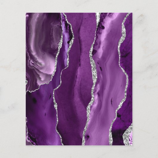 Budget Paarse Agaat Zilver Script Bruiloft Menu (Achterkant)