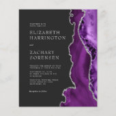 Budget Paarse Agate Silver Wedding Uitnodiging (Voorkant)