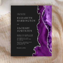 Budget Paarse Agate Silver Wedding Uitnodiging