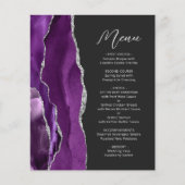 Budget Paarse Agate Zilveren Script Trouwmenu (Voorkant)