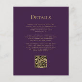 Budget Paarse Blauw Bloemen Goud QR Code Huwelijk (Achterkant)
