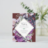 BUDGET Paarse Blauwe Bloemige Trouw Uitnodigingen (Staand voorkant)