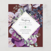 BUDGET Paarse Blauwe Bloemige Trouw Uitnodigingen (Voorkant)