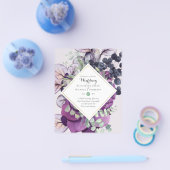 BUDGET Paarse Blauwe Bloemige Trouw Uitnodigingen Flyer (Enkel)