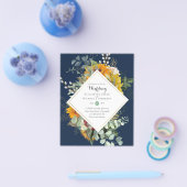 BUDGET Paarse Blauwe Bloemige Trouw Uitnodigingen Flyer (Enkel)