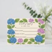 Budget Paarse/Blauwe Hortensia RSVP Kaart (Staand voorkant)