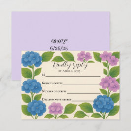 Budget Paarse/Blauwe Hortensia RSVP Kaart