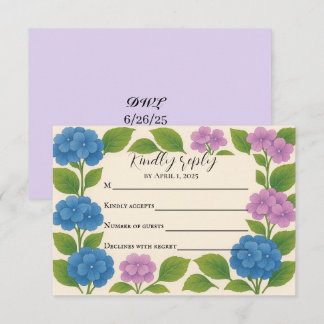 Budget Paarse/Blauwe Hortensia RSVP Kaart