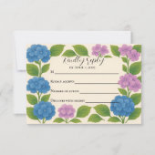 Budget Paarse/Blauwe Hydrangea RSVP-kaart RSVP Kaartje (Voorkant)