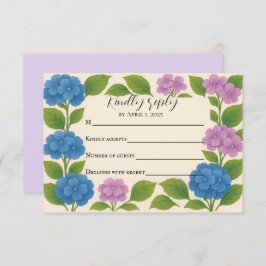 Budget Paarse/Blauwe Hydrangea RSVP-kaart RSVP Kaartje