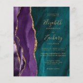 Budget Paarse Blauwgroen Gold Agate Wedding (Voorkant)