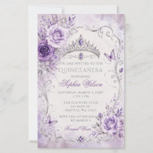 Budget paarse bloem vlinder Quinceañera foto