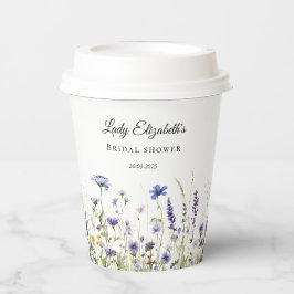 Budget Paarse Bloemen Bridgerton Bruidsfeest Papieren Bekers