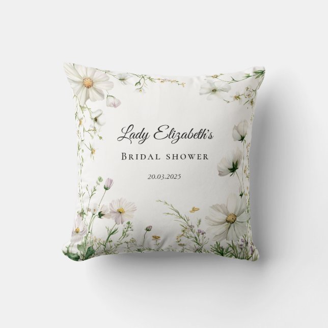 Budget Paarse Bloemen Bridgerton Bruidsfeestje Kussen (Voorkant)