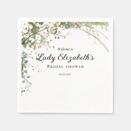 Budget Paarse Bloemen Bridgerton Bruidsfeestje Servet (Voorkant)