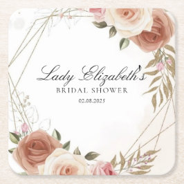 Budget Paarse Bloemen Bridgerton Bruidsmeisjesfees Kartonnen Onderzetters