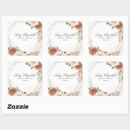 Budget Paarse Bloemen Bridgerton Bruiloft Feest Vierkante Sticker